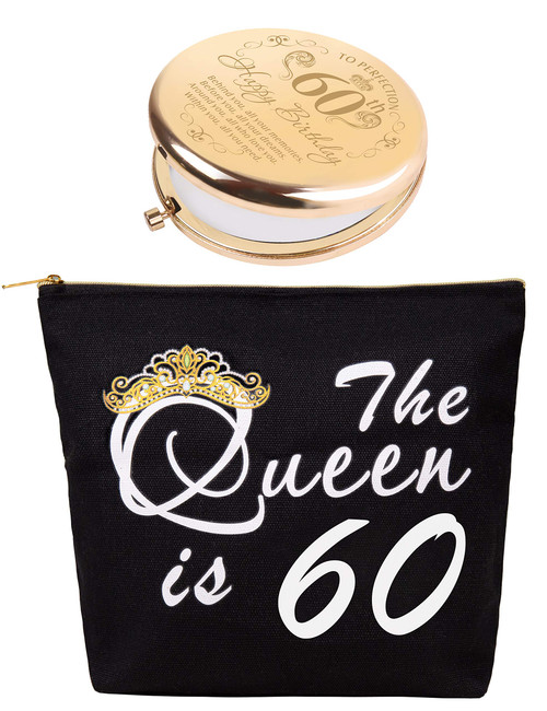 DORADREAMDEKO 60th Birthday Gifts for Women, Birthday Gifts for 60 Year Old Woman, 60th Birthday Gifts Ideas, 60th Bday Gifts for Women, 60th Birthday Decorations for Women, 60th Birthday Makeup Bag
