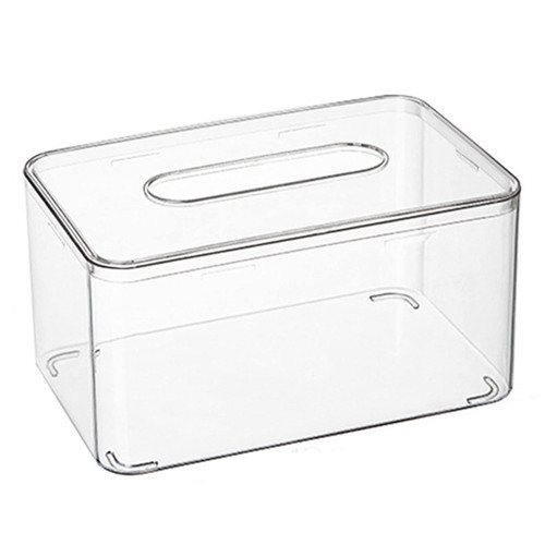 Cyrank Rectangular Tissue Box, Transparent Desktop Tissue Box Holder Facial Tissue Dispenser Box Cover Clear Tissue Holder Napkin Dispenser