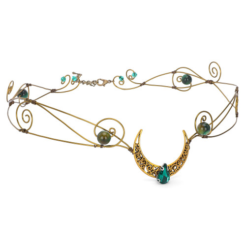 CoteeZa Fairy Crown Elf Circlet - Women Fairy Headpiece Headband Accessories Retro Bronze Crown Moon Tiara Renaissance Adult Costumes Head Cosplay