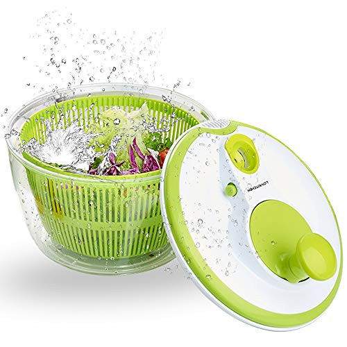 Salad Spinner LOVKITCHEN Large 5 Quarts Fruits and Vegetables Dryer Quick Dry Design BPA Free Dry Off & Drain Lettuce and Vegetable with Ease for Tastier Salads and Faster Food Prep