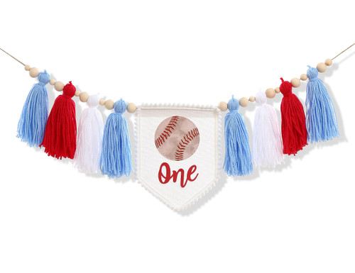 Baseball One First Birthday High Chair Banner - One Baseball Birthday Decorations,Rookie Of The Year Banner,Baseball 1st Birthday Garland,Cake Smash Backdrop Banner