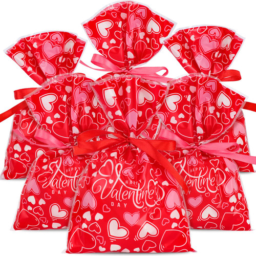 AnyDesign 100Pcs Valentine's Day Treat Bags Red Heart Candy Cellophane Bag 6 x 9 Inch Happy Valentine's Day Plastic Goody Bags with Red and Pink Ribbon for Valentine Party Favor Supplies Gift AnyDesign 100Pcs Valentine's Day Treat Bags Red Heart Candy Cellophane Bag 6 x 9 Inch Happy Valentine's Day Plastic Goody Bags with Red and Pink Ribbon for Valentine Party Favor Supplies Gift