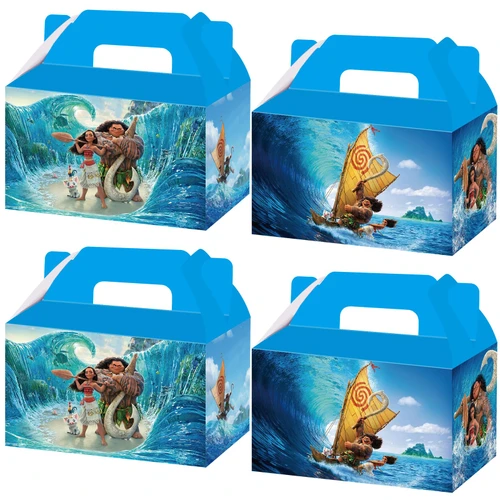 16 PCS Moana Party Favor Boxes, Moana Theme Candy Cookies Party Gift Boxes Cardboard Gable Boxes for Kids Fans Birthday Party Supplies