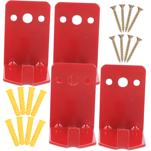 Mobestech 4pcs Hooks Fire Extinguisher Mount Fire Extinguisher Wall Bracket Fire Extinguisher Wall Hook Fire Extinguisher Hook Bracket Wall Mount Wall-Mounted Plastic