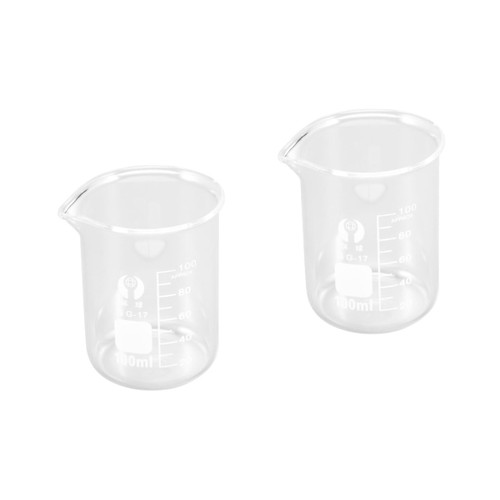 VILLCASE 2pcs Glass Equipment Beakers and Test Tubes Small Measuring Cup Science Beakers Chemistry Equipment Glass Chemistry Glass Beaker Measuring Cup Borosilicate Beaker Scale Lens