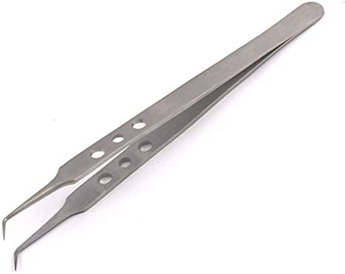 LAJA Imports Very Fine Tip Tweezers - Curved Tapered Ultra Fine Point Professional Micro Precision Tweezers, Stainless Steel (Model 3)