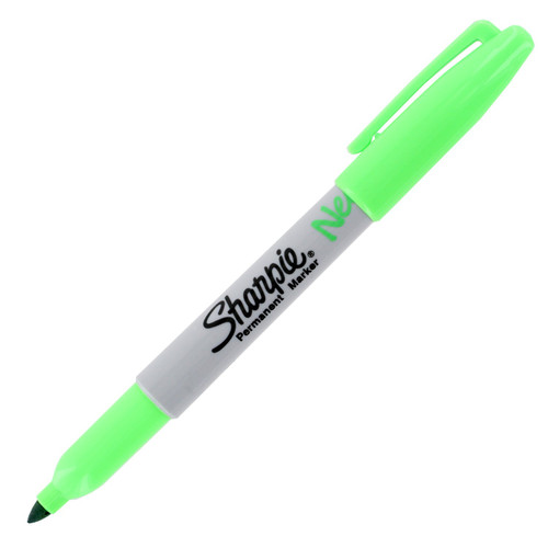 SHARPIE Neon Permanent Markers, Fine Point, Neon Green Pack of 12