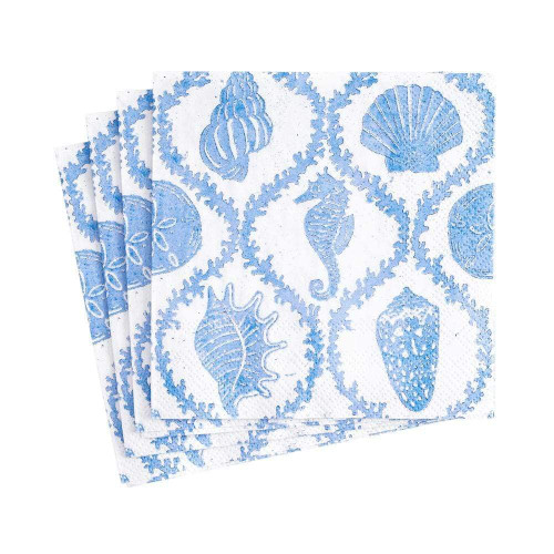 Caspari Seychelles Paper Cocktail Napkins in Blue - 20 Per Package
