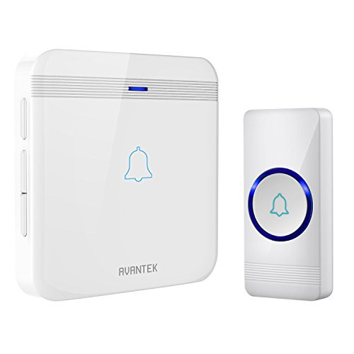 Wireless Doorbell, AVANTEK D-3F Waterproof Chime Kit Operating at Over 1300 Feet with 52 Melodies, 5 Volume Levels & LED Flash