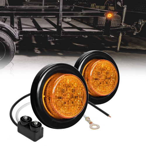 TRUE MODS 2pc 2" Amber Round Trailer LED Clearance Marker Lights [DOT FMVSS 108] [SAE P2] [Reflector Lens] [Grommet] [Flush-Mount] [Waterproof IP67] Marker Clearance Lights for Trailer Truck
