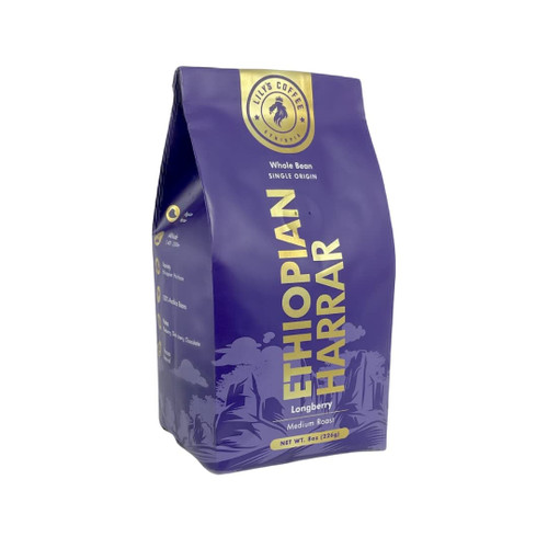 Lily's Coffee Ethiopian Longberry Harrar, Natural Process, Whole Bean, Single-Origin, Medium Roast,100% Arabica Beans, Notes of Blueberry, Dark Chocolate and Soft spice, 8oz Bag Lily's Coffee Ethiopian Longberry Harrar, Natural Process, Whole Bean, Single-Origin, Medium Roast,100% Arabica Beans, Notes of Blueberry, Dark Chocolate and Soft spice, 8oz Bag