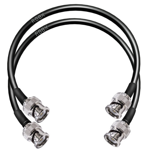 TUOLNK BNC Jumper Cable RG8X BNC Male to BNC Male Low Loss Extension Cable 12inch(30cm) 50 ohm BNC Coax Cable for CCTV Systems 2 Pcs