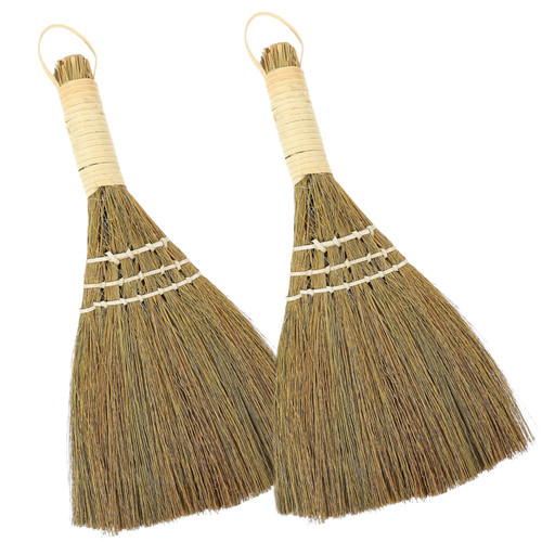 Healvian 2pcs Kitchen Cleaning Broom Kid Broom Mini Brush Witch Broom Mini Brooms Hand Whisk Broom Home Cleaning Broom Table Small Broom Desk for Kids Child Desk Dustpan Miscanthus Tool Car