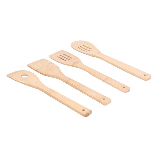4PcsSet Cooking Spoon Square Spatula,Wooden Spatula Spatula Circular Slotted Spatula Kitchen Utensil for Home,Multi?purpose, Bamboo