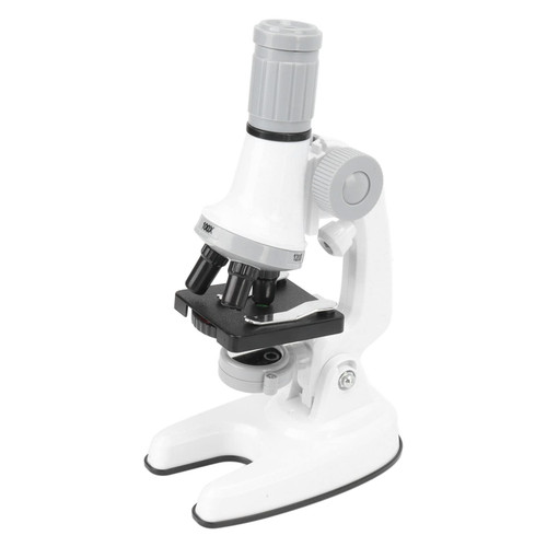 Experimental Microscope Toy, Dual Light Sources Science Microscope Kit Clear Image Formation with Coverslip for Experiment for Juniors (White)