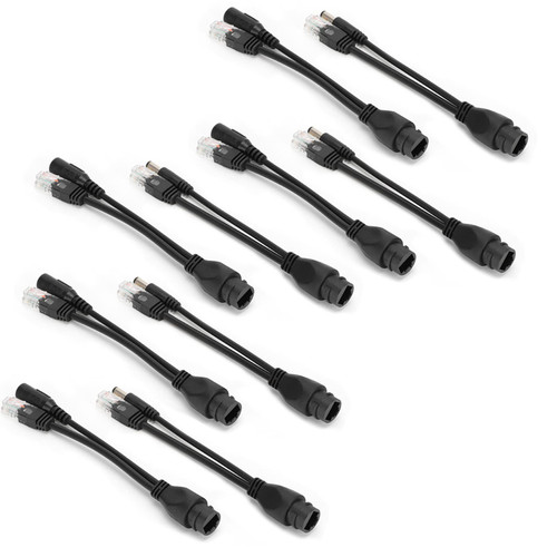 POE Splitter Adapter, 5 Pairs Ethernet Camera POE Splitter RJ45 Access DC12V Plug and Play for IP CameraAP (Black)