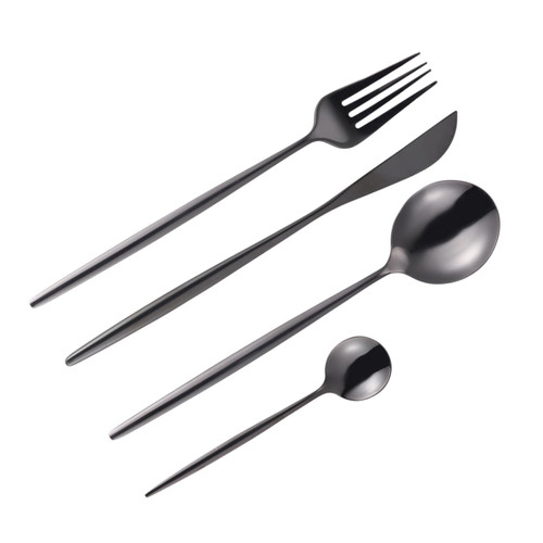 PRETYZOOM 4pcs Set Toddler Forks and Spoons Black Flatware Black Stainless Steel Silverware Black Serving Utensils Spoons Silverware Stainless Steel Forks Black Forks Steak Cutlery Spoon