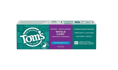 Tom's Of Maine Toms of Maine Whole Care with Fluoride Natural Toothpaste, Peppermint - 4.7 Oz, 4.7 Oz