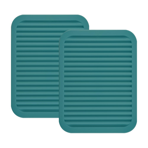 SPUVGVC Silicone Trivet Mat-Trivets for Hot Pots&Pans-Hot Pads for Kitchen-Versatile Trivets for Hot Dishes-Heat Resistant Mats for Counter&Table, Silicone Pot Holders Drying Mat (9x12) Pack 2 Teal