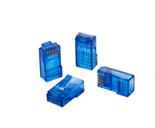 SATMAXIMUM RJ-45 Cat6 UTP Connector LAN Pass Through RJ45 Ends Ethernet Plug Network 50-Pack (Blue)