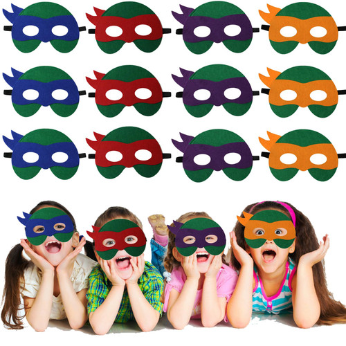 NUOMAN 12 Packs Turtles Masks Party Favors for Kids, Turtles Themed Game Video Dress Up Birthday Party Supplies Cartoon Character Cosplay Birthday Gift for Children Boys Girls
