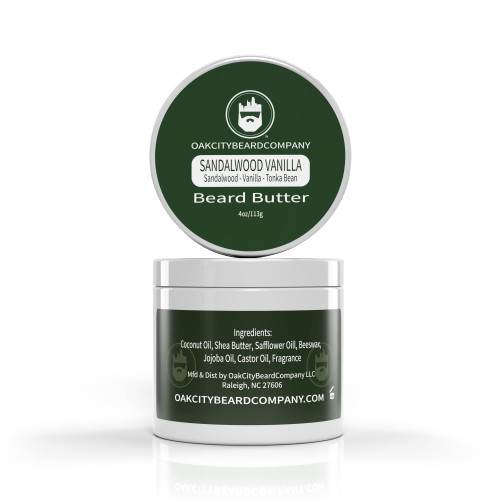 Oak City Beard Company - Sandalwood Vanilla - 4 Ounce - Beard Butter - Beard Conditioner - Sandalwood - Vanilla - Tonka Bean Oak City Beard Company - Sandalwood Vanilla - 4 Ounce - Beard Butter - Beard Conditioner - Sandalwood - Vanilla - Tonka Bean