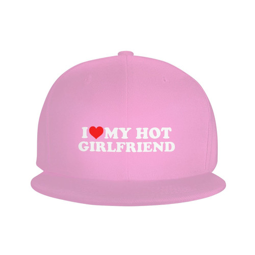 Heart I Love My Hot Girlfriend Adults Trucker Hat Men Flat Bill Visor Classic Snapback Adjustable Summer Baseball Cap Pink