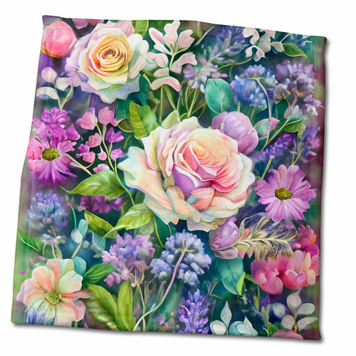3dRose Pretty Pink, Yellow and Purple Roses and Flowers - Towels (twl-378560-3) 3dRose Pretty Pink, Yellow and Purple Roses and Flowers - Towels (twl-378560-3)