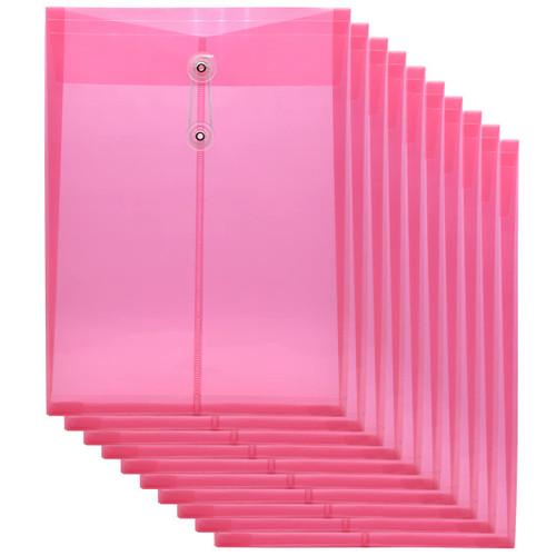 Zoohot Clear Plastic Envelopes Poly Envelopes Expandable File Document Folders with String Tie Closure, Letter A4 Size, 1-1/4 Inch Expansion, Red, 10 Pack