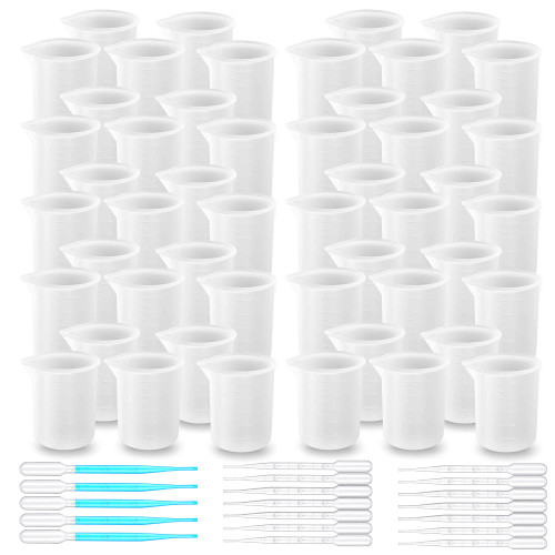 Woohome Silicone Measuring Cups for Epoxy Resin with Pipettes, Non-Stick Epoxy Mixer Mold Cups for Epoxy Resin Casting Jewelry Making Moulds (15)