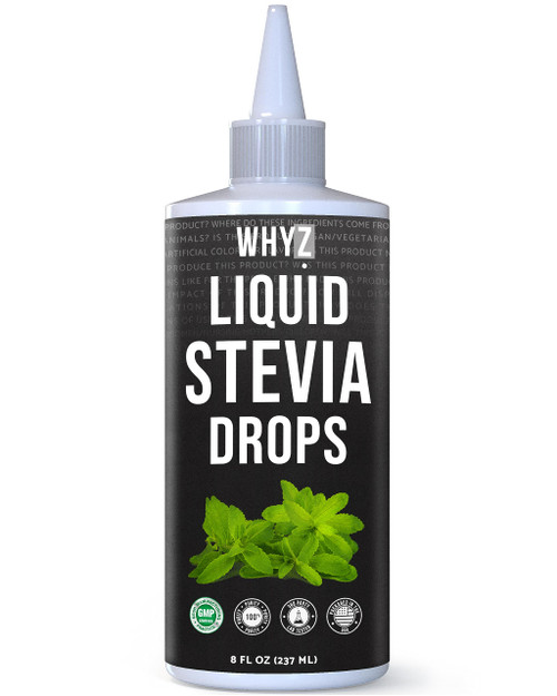 WHYZ Liquid Stevia Drops 8oz, Natural Stevia Liquid Sweetener from Stevia Extract, Pure Stevia Sweetener, Plant-Based Stevia Coffee Syrup, Zero Calorie Sweetener, Non-GMO, Gluten-free, 1,183 Servings