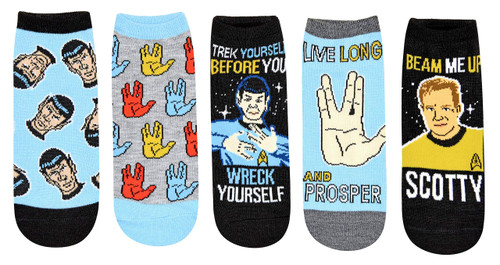 STAR TREK Spock Trek Yourself Before You Wreck Yourself Juniors/Womens 5 Pack Ankle Socks