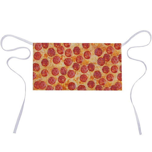 PUYWTIY Waist Apron for Unisex, Pizza Pepperoni Pattern Kitchen Half Apron with 3 Pockets, Restaurant Waitress with Long Strap Aprons Waterproof for Servers Bartenders Vendors