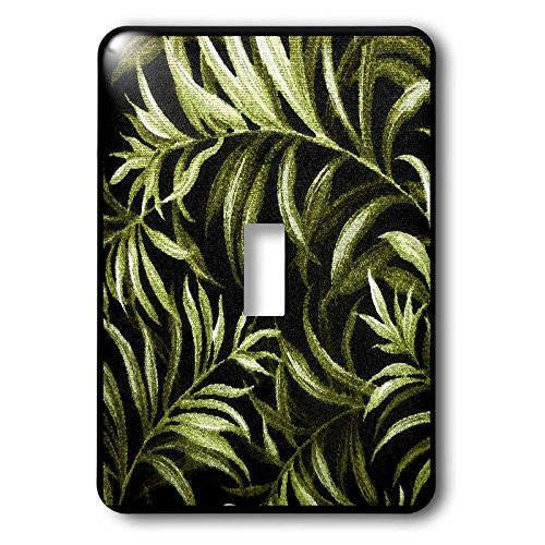 3dRose LSP_39684_1 Painted Tropical Ferns On Black Single Toggle Switch