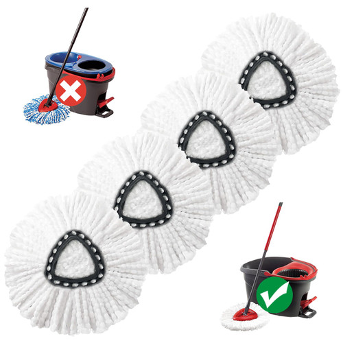 Mop Head Replacement, 4 Pack Spin Mop Refill Replace Head Compatible for Ocedar Easywring 1-Tank System, Great Cleaning Power, Microfiber, Helper for Housework, Machine Washable and Easy-to-Replace