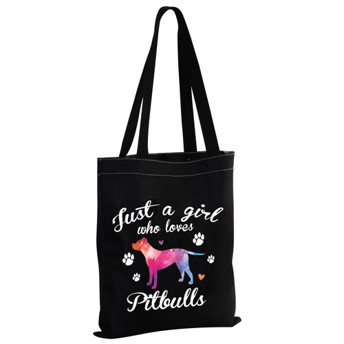 MBMSO Pitbull Gifts for Pitbull Lovers Just a Gixx Who Loves Pitbulls Tote Bag Dog Lover Owner Gifts Shoulder Shopping Bag (Pitbull TB-black-02)