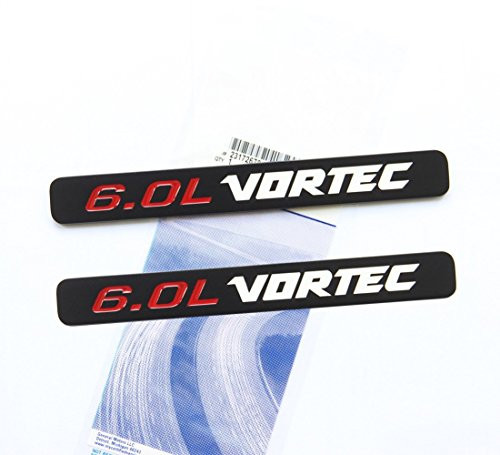 Yoaoo 2x OEM Matte Black 6.0L VORTEC Badge Emblems Alloy 3D for 1500 2500hd 3500hd GMC Silverado Sierra Truck White