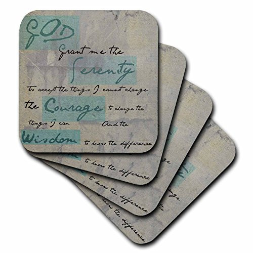 3dRose cst_50568_2 Serenity Prayer-Inspirational-Spiritual-Soft Coasters, Set of 8