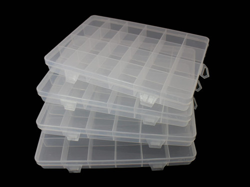 JESEP YONG 4packs Plastic Organizer Box 24 Grids Clear Storage Container Jewelry Box with Fixed Dividers for Beads Art DIY Crafts Jewelry Fishing Tackles (4pcs 24 Grids Box) JESEP YONG 4packs Plastic Organizer Box 24 Grids Clear Storage Container Jewelry Box with Fixed Dividers for Beads Art DIY Crafts Jewelry Fishing Tackles (4pcs 24 Grids Box)
