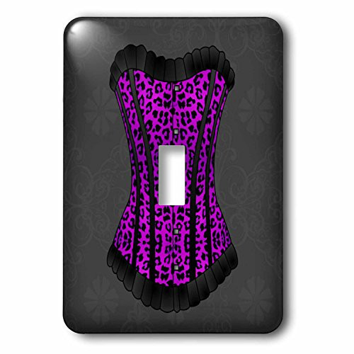 3dRose lsp_58698_1 Purple and Black Animal Print Corset Single Toggle Switch