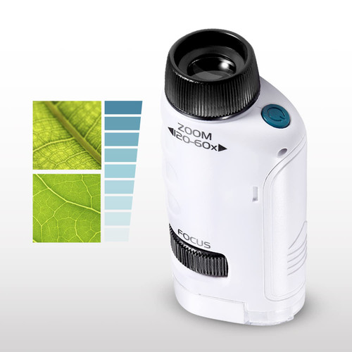 Dartwood Pocket Microscope - Mini Portable Microscope for Kids & Adults with LED - 60x-120x Magnification (White)