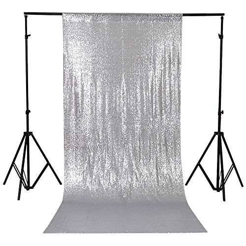 TRLYC 4FT7FT Sparkly Silver Sequin Backdrop Sequin Curtain