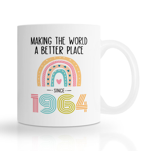 60th Birthday Gifts for Women, Making The World A Better Place Since 1964, 60 Year Old Coffee Mug for Her, Mom, Grandma, Friend, 60th Birthday Mugs, Funny 60 Year Old Gift Ideas, 11oz Novelty Tea Cup