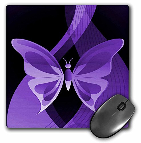 3dRose LLC 8 x 8 x 0.25 Inches Mouse Pad, One Large Purple Butterfly on Abstract Background (mp_101431_1)