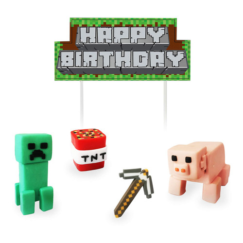 5 Pixel Cake Toppers cake decoration Set Birthday party decoration for kids Pixel Miner Party supplies 5 Pixel Cake Toppers cake decoration Set Birthday party decoration for kids Pixel Miner Party supplies