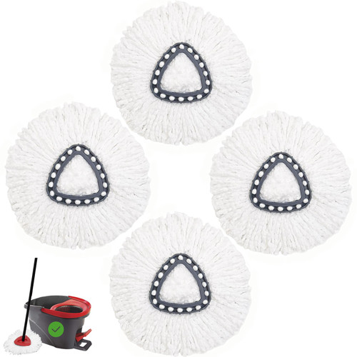 4 Pack Mop Heads Replacements Compatible with Ocedar 1 Tank System Spin Mop Refill and Bucket, Easy Wring Microfiber Mop Replace Head, 360 Degree Spin Mop Replacement Head for Floor Cleaning