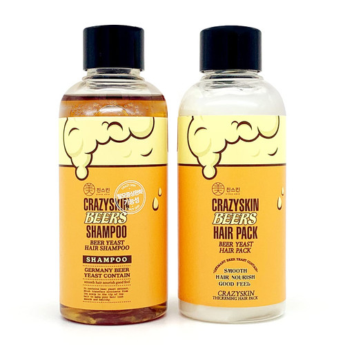 CRAZY SKIN Beers Shampoo & Hair Pack 3.38 fl.oz Travel Size -Beer Yeast Biotin for Hair Regrowth and Thickening, thinning hair Protein, Keratin, Collagen - Repairing Damaged Hair, 3.38