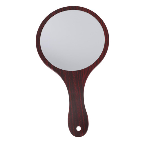 1pc Wooden Handle Vanity Mirror Pocket Wood Framed Mirror Single Side Cosmetic Mirror Wooden Cosmetic Portable Makeup Mirror Dresser Wooden Silver Mirror Mini Handheld Mirror Miss