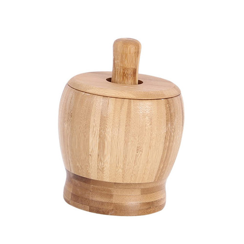 HAKIDZEL Garlic Grinding Bowl Ginger Mortar Wooden Mortar Seasoning Mortar Grinding Pestle Pounder Kitchen Pestle Wood Garlic Mortar Pestal Crusher Food Masher Bamboo