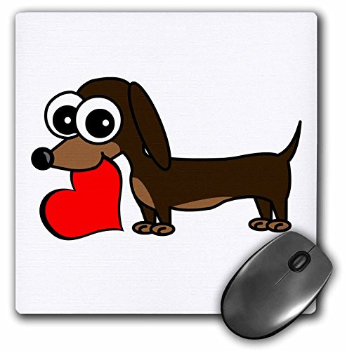 3dRose LLC 8 x 8 x 0.25 Inches Mouse Pad, Dachshund Has My Heart (mp_6149_1)